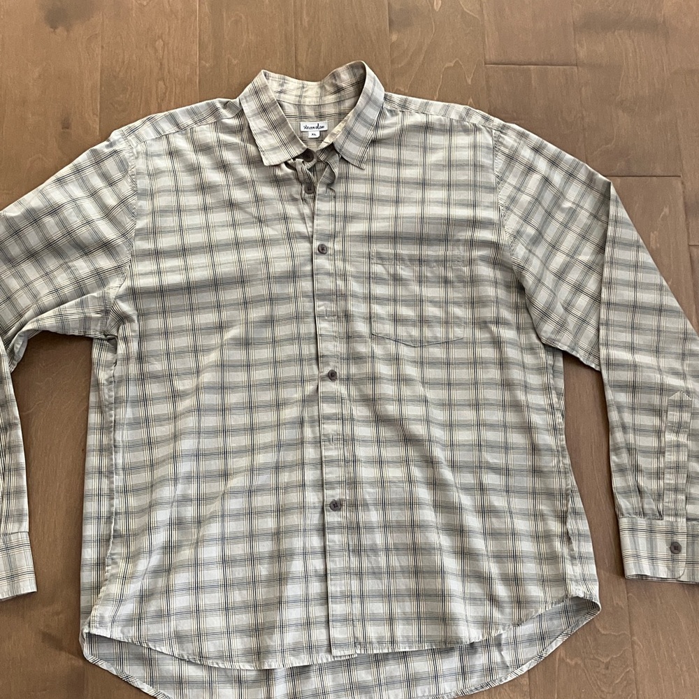 Steven Alan Men's Gray Checkered Shirt